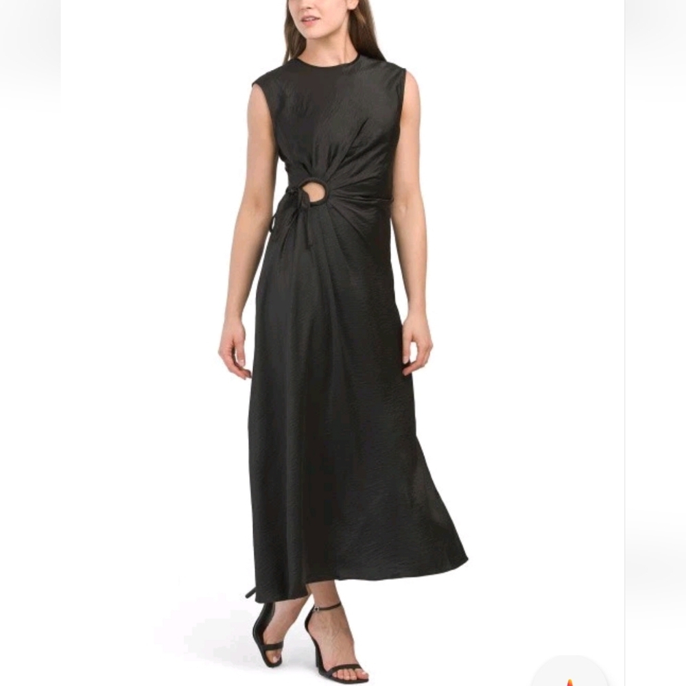 House of Harlow 1960 Black Midi Dress with Knot Detail